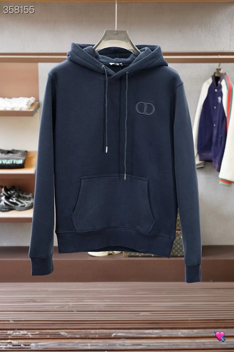 DiorDior classic CD embroidered hooded pure cotton men's fashionable casual hood