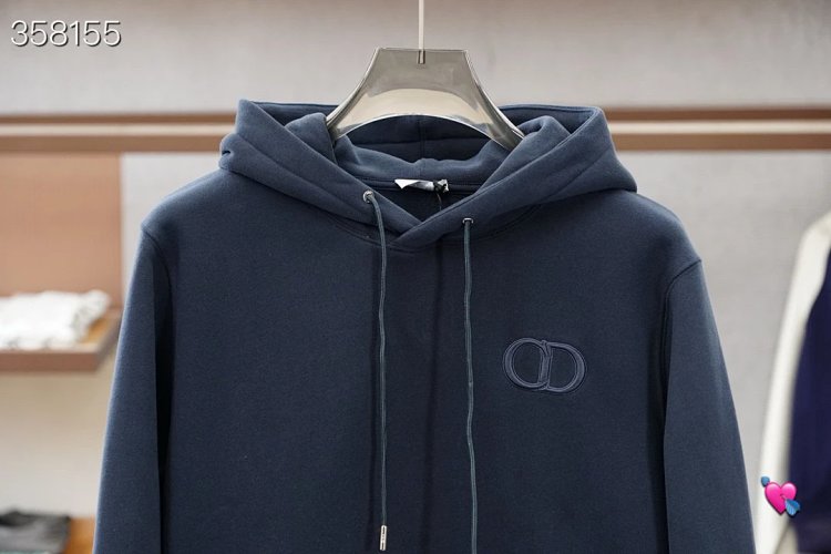 DiorDior classic CD embroidered hooded pure cotton men's fashionable casual hooded sweatshirt | Yooy