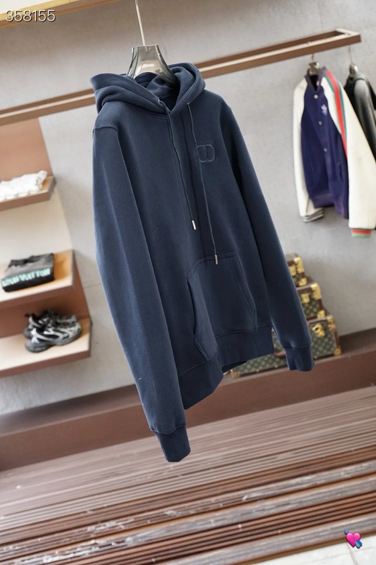 DiorDior classic CD embroidered hooded pure cotton men's fashionable casual hooded sweatshirt | Yooy