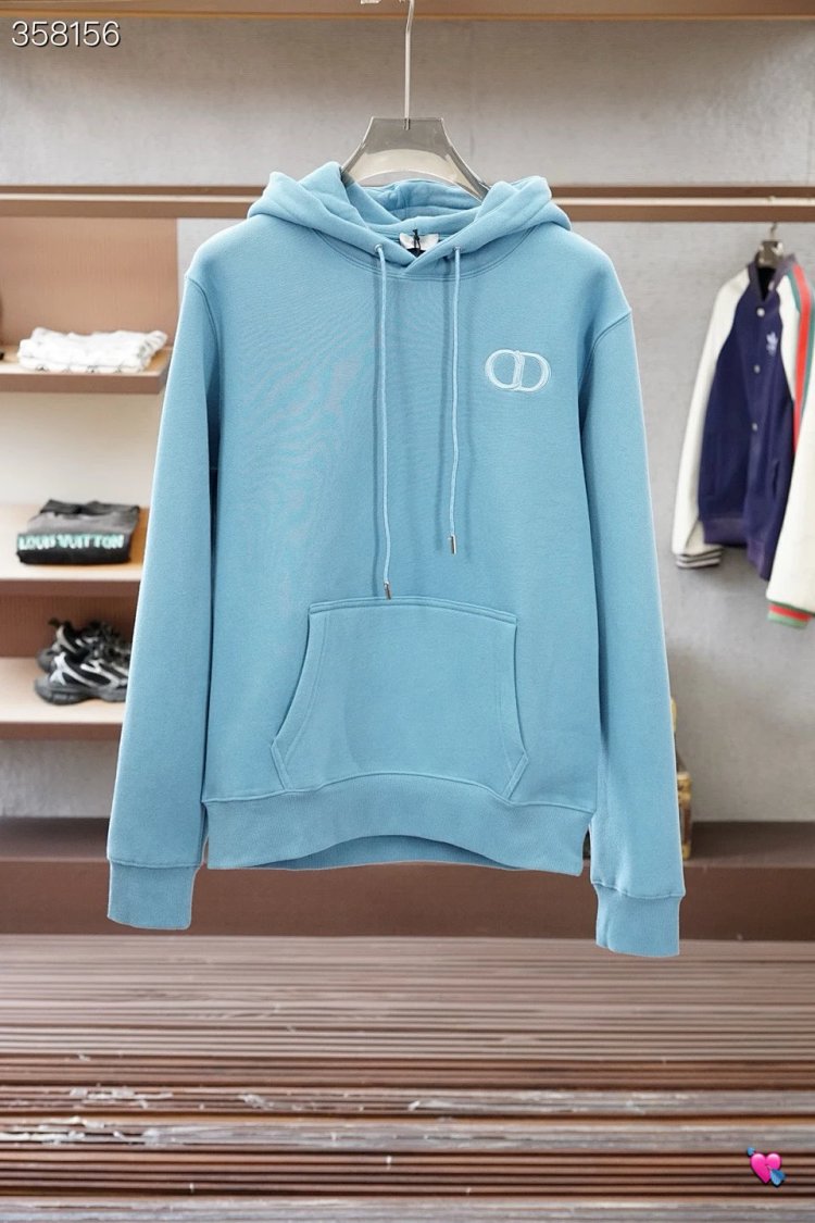 DiorDior classic CD embroidered hooded pure cotton men's fashionable casual hood