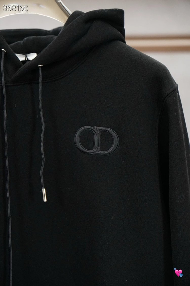 DiorDior classic CD embroidered hooded pure cotton men's fashionable casual hooded sweatshirt | Yooy