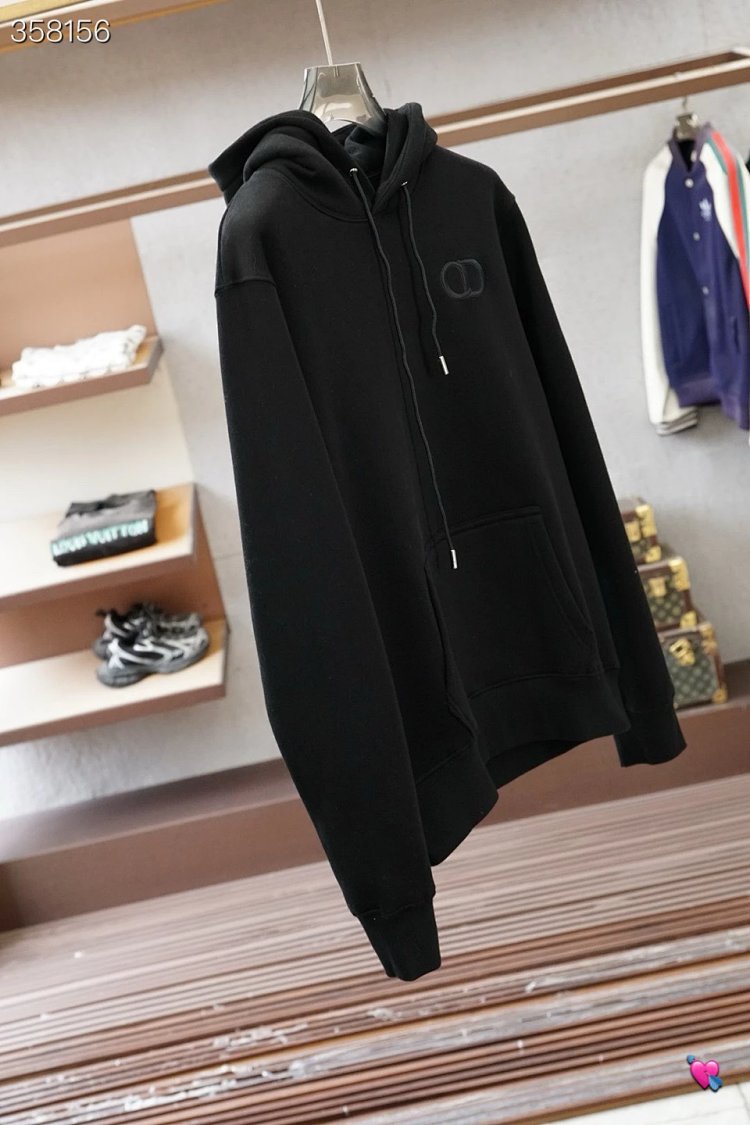DiorDior classic CD embroidered hooded pure cotton men's fashionable casual hooded sweatshirt | Yooy