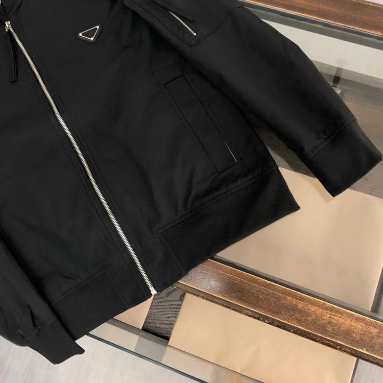 Prada men's jacket baseball collar zipper jacket cardigan solid color men's casual | Yooybuy Spreads