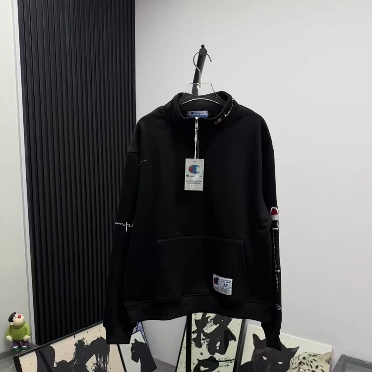 Champion plus velvet hoodie with Kirin arm embroidered logo for both men and women, casual long slee