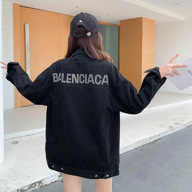 Balenciaga light luxury jacket, unisex denim cardigan, rhinestone jacket, long sleeved top | Yooybuy