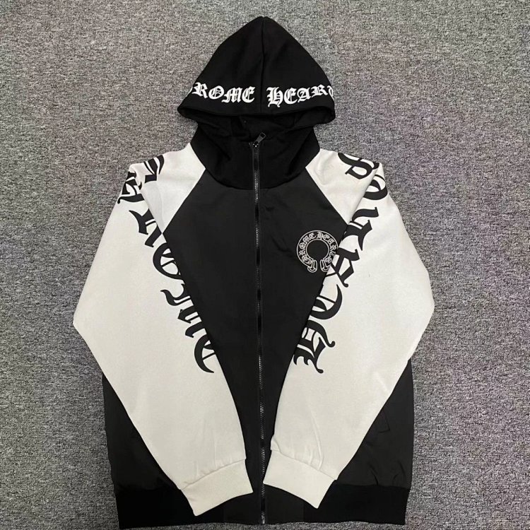 Chrome Hearts light luxury Sanskrit printed spring and autumn cardigan hooded jacket men's trendy br