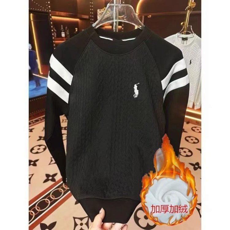 Ralph Lauren Long Sleeve Men's and Women's Same Style Velvet Warm Hoodie Bottom Shirt | Yooybuy Spre