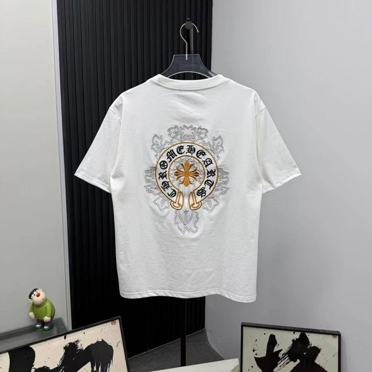 Chrome Hearts Light Luxury Embroidered Short Sleeve T-shirt Black and White Unisex | Yooybuy Spreads