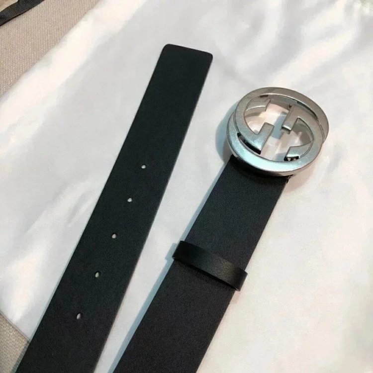 Gucci counter version men's belt double buckle business casual belt smooth buckle pants belt | Yooyb