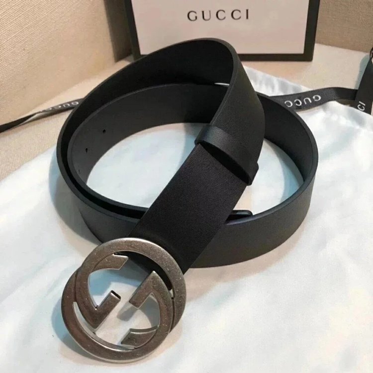 Gucci counter version men's belt double buckle business casual belt smooth buckle pants belt | Yooyb