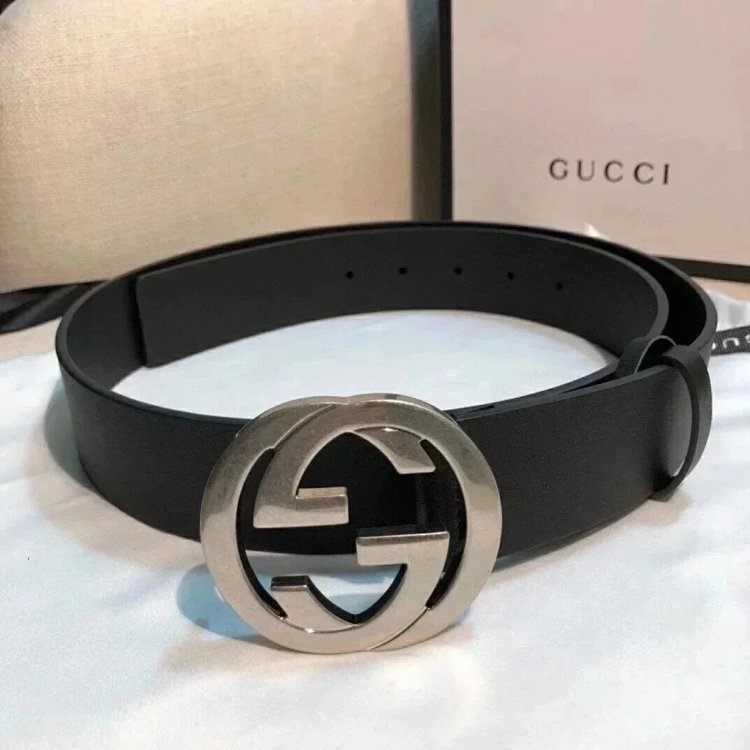 Gucci counter version men's belt double buckle business casual belt smooth buckl