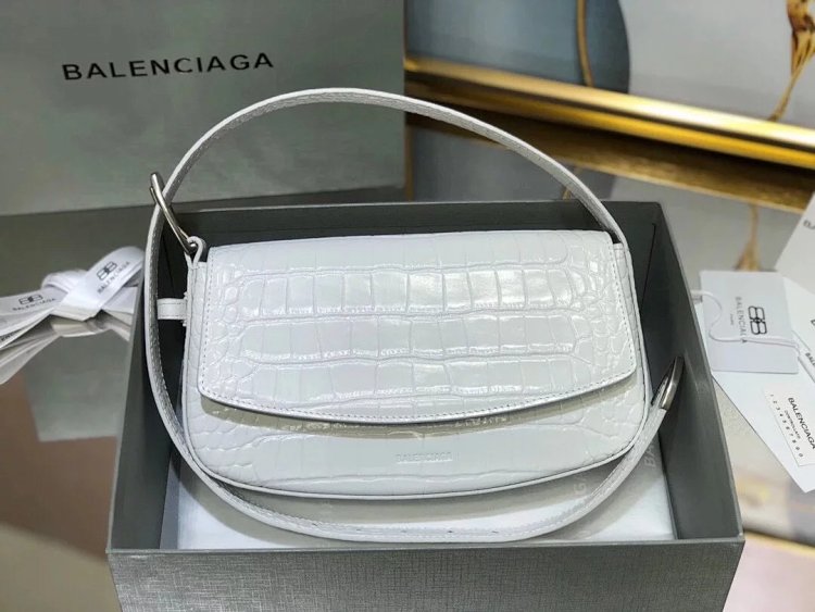 Balenciaga Crocodile Pattern Head Layer Calfskin Single Shoulder Handheld Underarm Bag Women's Bag |