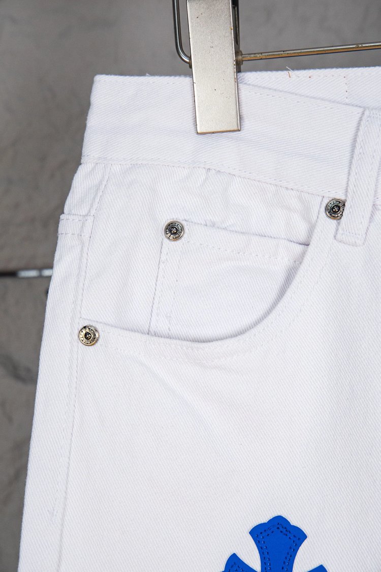 Chrome Hearts  Cross white blue label leather jeans pants | Yooybuy Spreadsheet