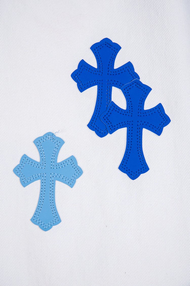 Chrome Hearts  Cross white blue label leather jeans pants | Yooybuy Spreadsheet