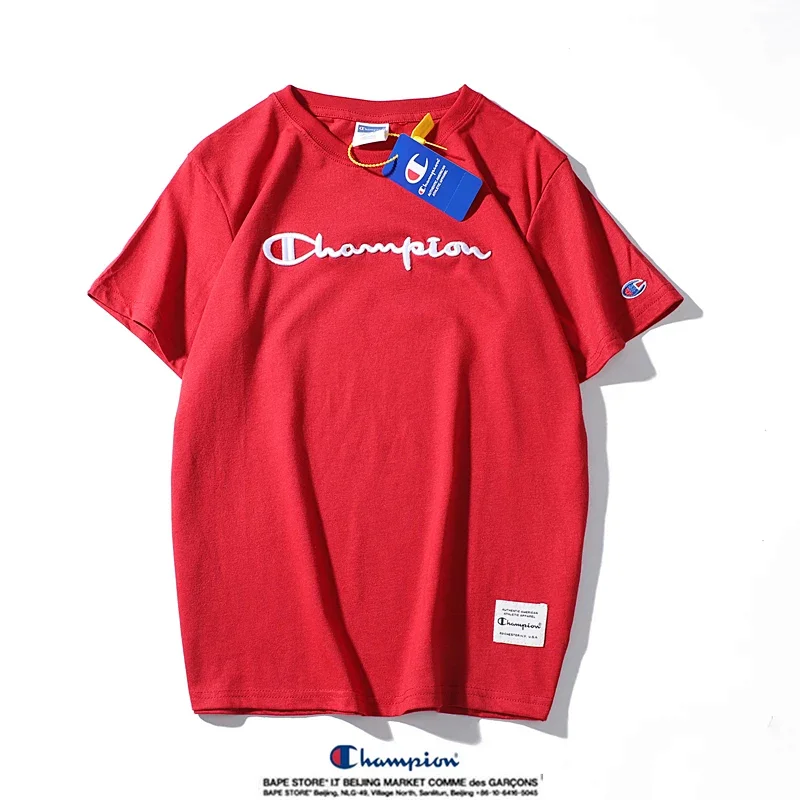 Champion Simple 3D Embroidered Cotton Short sleeved T-shirt | Yooybuy Spreadsheet