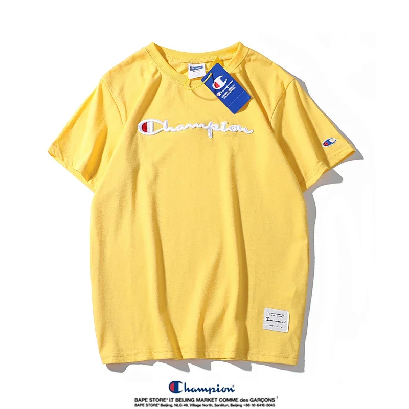 Champion Simple 3D Embroidered Cotton Short sleeved T-shirt | Yooybuy Spreadsheet