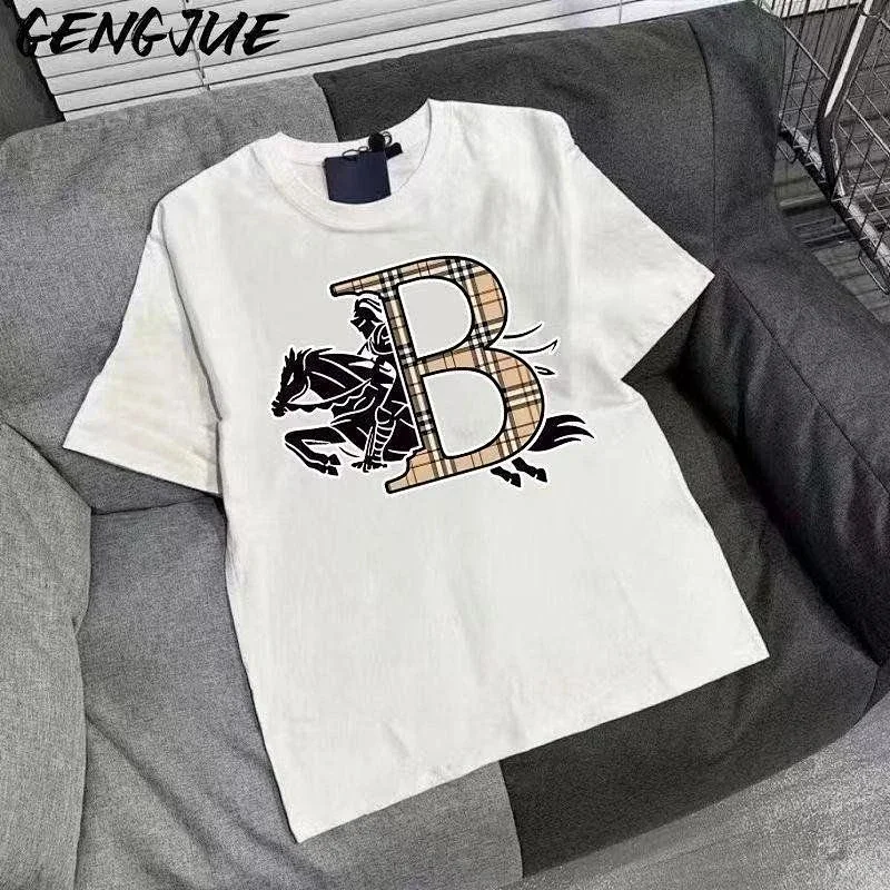 Burberry Light Luxury Short Sleeve T-shirt Men's War Horse Knitted Short Sleeve Top Half Sleeve | Yo