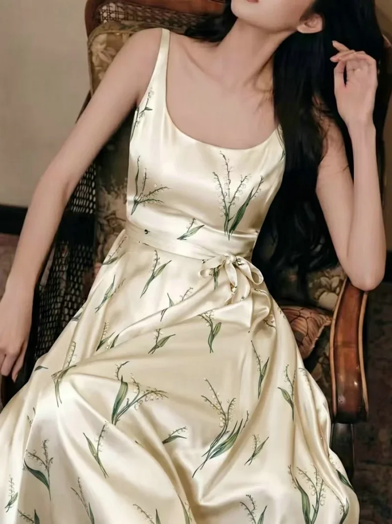skirrt  Summer new product French retro lily of the valley print suspender skirt | Yooybuy Spreadshe