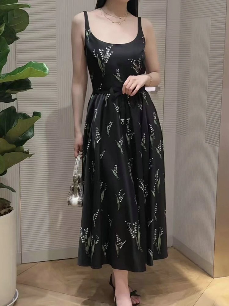 skirrt  Summer new product French retro lily of the valley print suspender skirt | Yooybuy Spreadshe