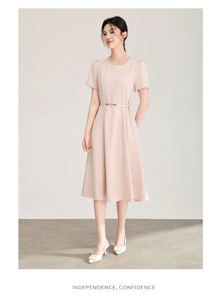 Summer New Product Light Luxury Camellia Jacquard Knitted Tencel Waist slimming Dress | Yooybuy Spre