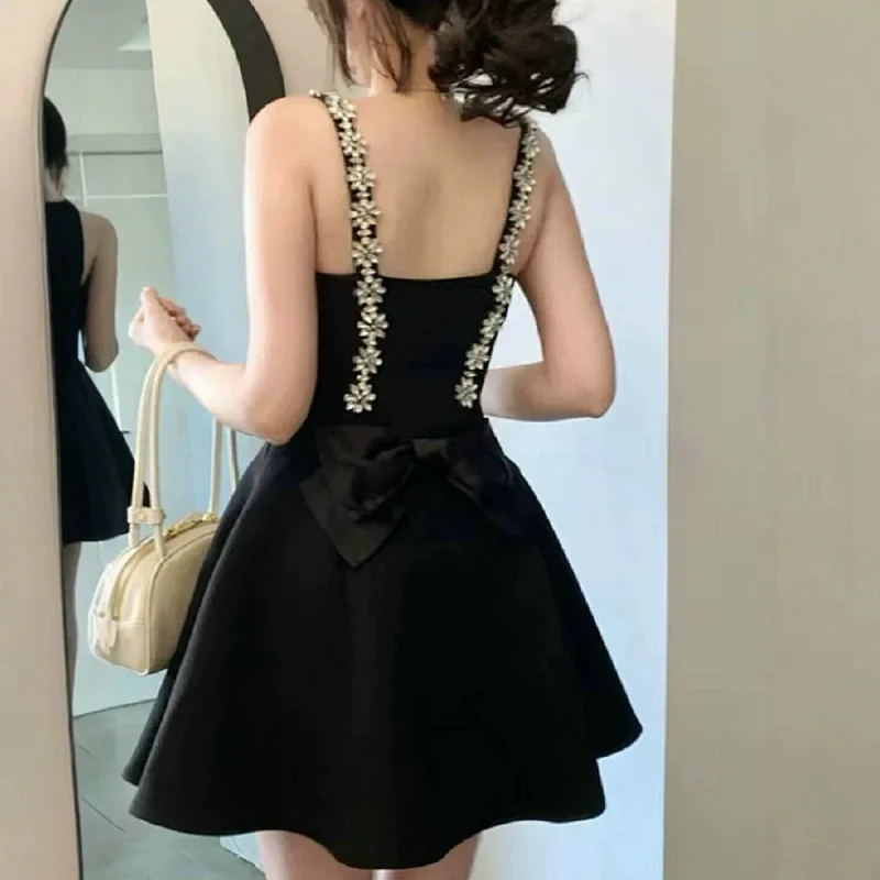 skiirt Summer new French heavy industry rhinestone suspender dress | Yooybuy Spreadsheet
