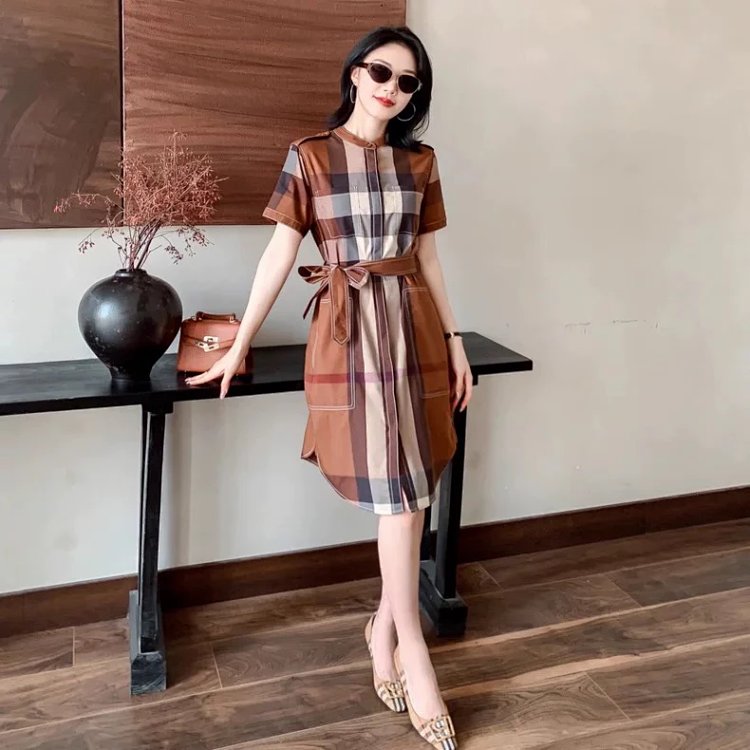 Burberry  British style casual mid length shirt skirt with floral patterns | Yooybuy Spreadsheet
