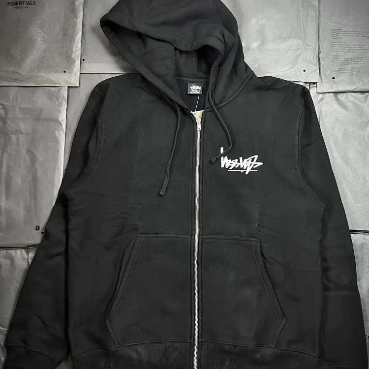 Stussy Logo Reversed Letter Classic Series Pattern Printed Zipper Sweatshirt Stussy Originated From